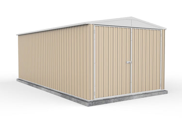 Absco 3.00mW x 5.96mD x 2.30mH Double Door Highlander Garden Shed - Classic Cream - Shed City